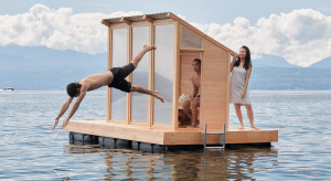 Pływająca sauna Löyly nad Jeziorem Genewskim - Rudebeck Haar / Photo: Noé Cutter