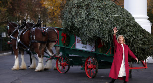 Jill Biden i świąteczne dekoracje w Białym Domu / Getty Images