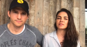 Mila Kunis i Ashton Kutcher ogłaszający zbiórkę na rzecz Ukrainy/fot. YouTube, gofundme