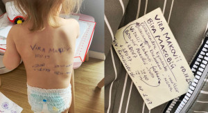 Ukraińskie matki zapisują dane swoich dzieci na ich plecach na wypadek własnej śmierci / Intagram @aleksandra.mako