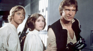 Mark Hamill, Carrie Fisher i Harrison Ford na planie "Gwiezdnych wojen: Nowej nadziei"/fot. Sunset Boulevard/Corbis via Getty Images