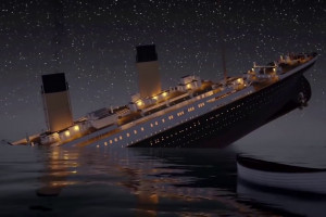 Scena zatonięcia Titanica z filmu "Titanic" Jamesa Camerona/fot. YouTube