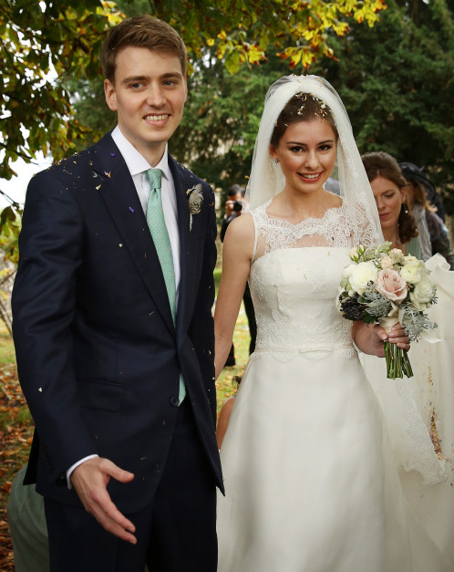 Euan Blair i jego żona Suzanne podczas ślubu w 2013 roku / Getty Images