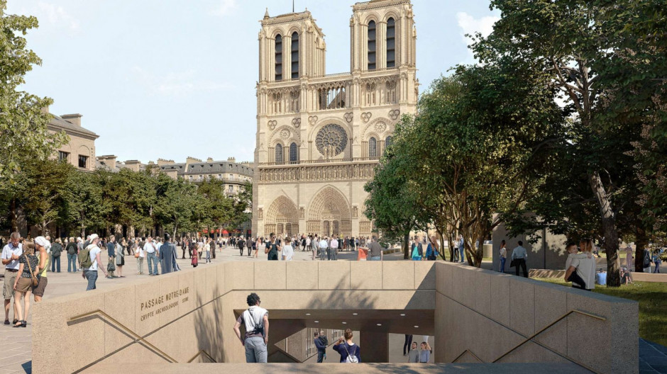 Odbudowa katedry Notre Dame - wejście do katakumb / Bureau Bas Smets