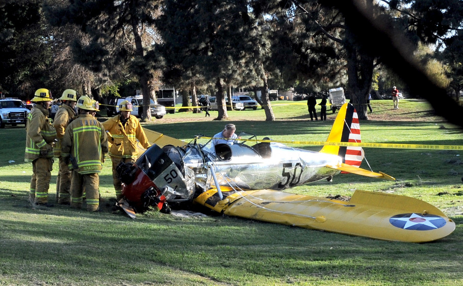 Rozbity samolot Harrisona Forda w Wenecji w 2015 roku / Getty Images