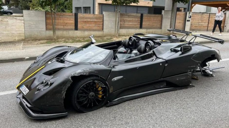 Pagani Zonda HP Barchetta rozbita w wypadku w okolicach Zagrzebia, fot. YouTube