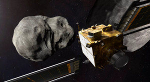 Wizualizacja zderzenia sondy DART z asteroidą Dimorphos, fot. Nasa/Johns Hopkins APL/Steve Gribben handout/EPA