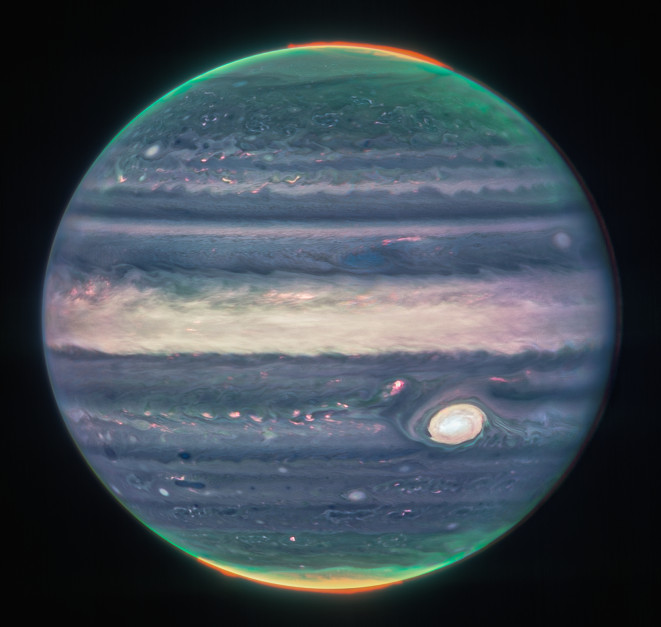Zorze polarne Jowisza, fot. NASA, ESA, CSA, James Webb Space Telescope