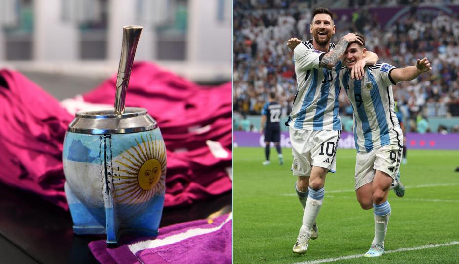 Piłkarze Argentyny piją yerba matę na Mundialu 2022 - zdjęcie z szatni  / Getty Images