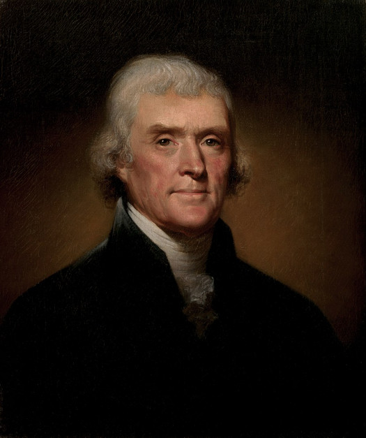 Thomas Jefferson, fot. Rembrandt Peale - https://www.whitehousehistory.org/galleries/presidential-portraits, Domena publiczna, Wikimedia Commons