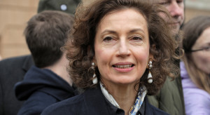 Audrey Azoulay – dyrektorka UNESCO - podczas wizyty w Odessie na początku kwietnia 2023 roku / Getty Images