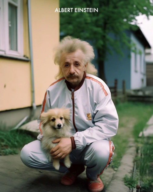 Albert Einstein na polskim blokowisku / Instagram @sztuczna_polska