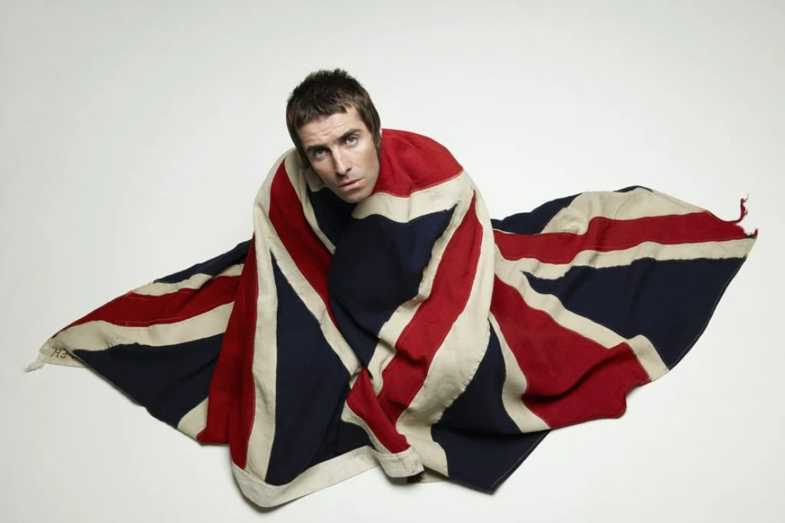 Lawrence Watson, Liam Gallagher, Oasis en Union Jack, Londres, 2009. Foto: Lawrence Watson / Print Matters.