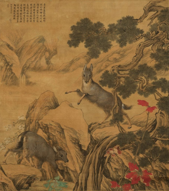 Giuseppe Castiglione, Jin Tingbiao - The Blue Goats / photo: Sotheby's