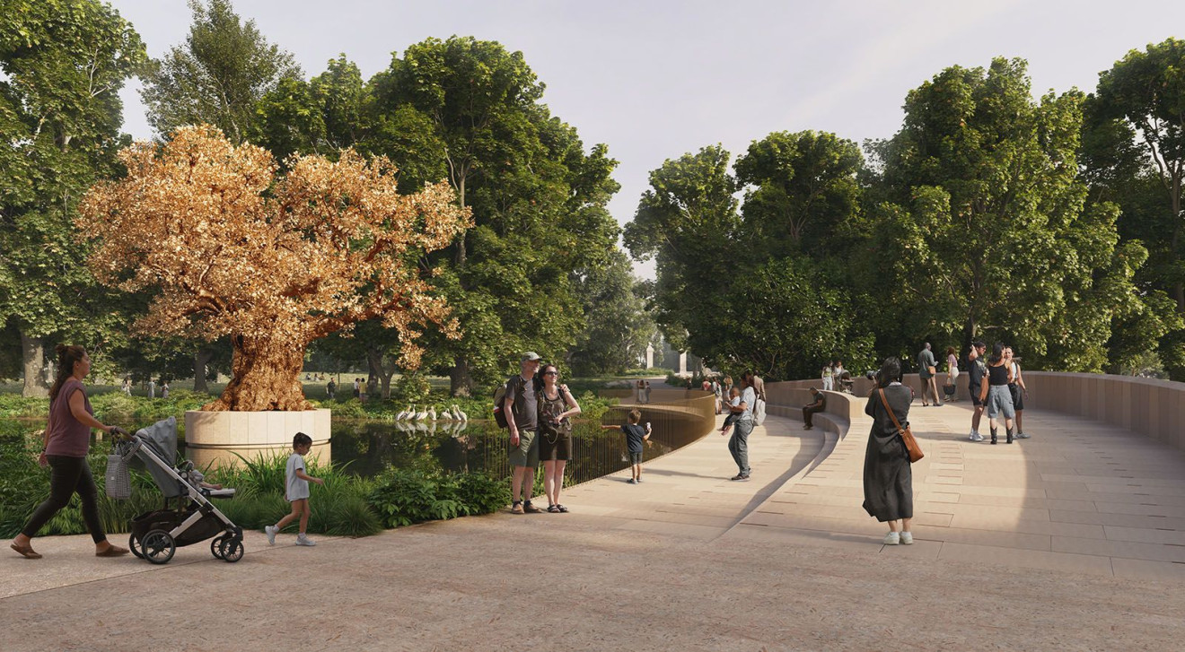 Monumento alla Regina Elisabetta II a Londra - proposta di Tom Stuart-Smith / materiali stampa