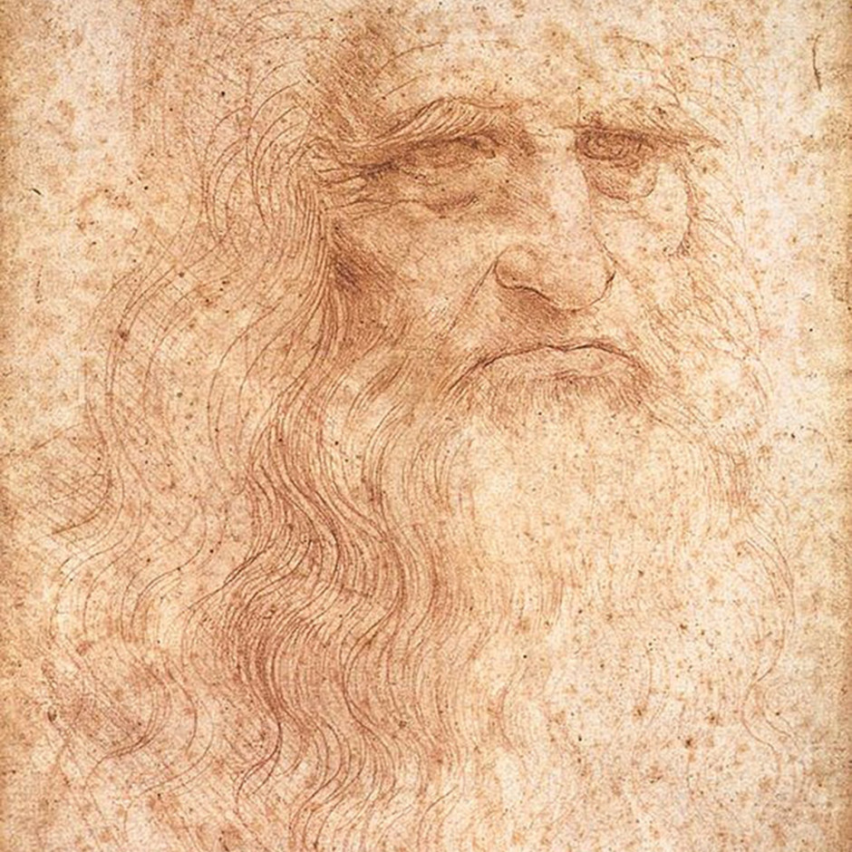 Esboço - Leonardo da Vinci, autorretrato, 1515, Biblioteca Real, Turim