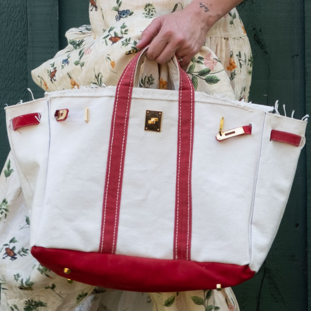 Boatkin - a viral bag combining the Birkin style with a canvas tote bag / Hathaway Hutton, Facebook