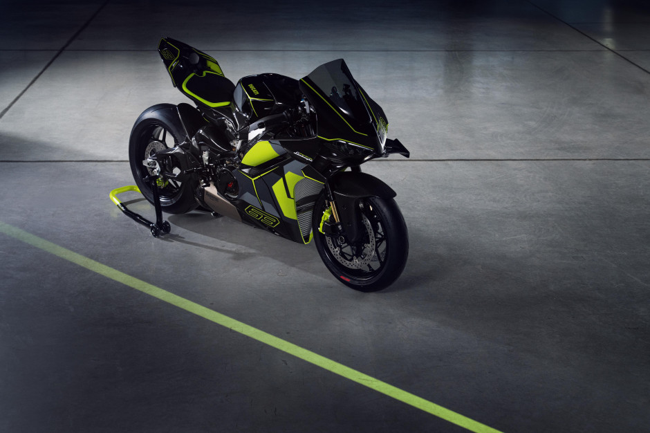 Ducati Panigale V4 in Verde Scandalo / opaco. stampa Lamborghini