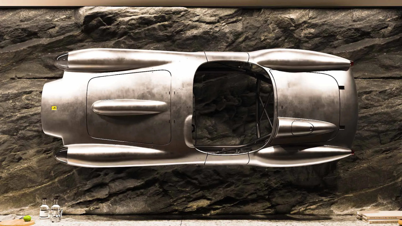 Ferrari 250 Testa Rossa in Form einer Skulptur / Pressematerialien der Hedley Studios