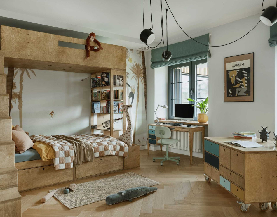 Villa a Łódź del 1938 dopo l'ampliamento - camera dei bambini / materiali stampa dello studio M&A