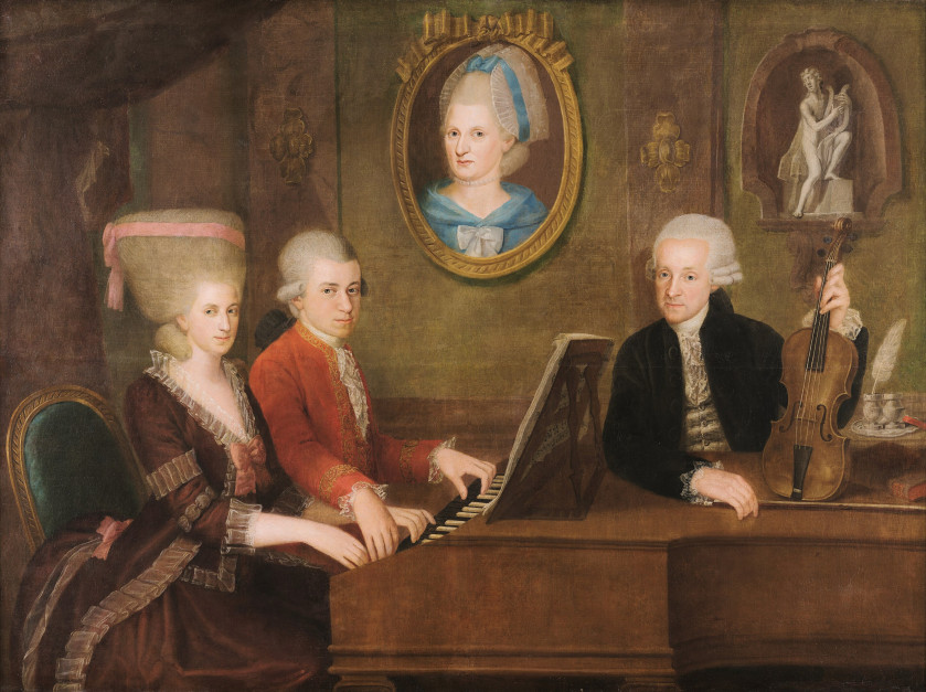 Retrato de Wolfgang Amadeus Mozart com sua irmã Maria Anna e seu pai Leopold, Johann Nepomuk della Croce, 1780 / foto: Wikimedia Commons, domínio público
