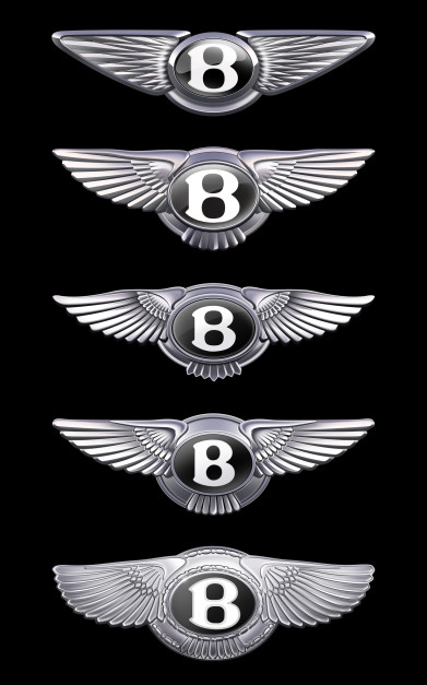 L'evoluzione dell'emblema Bentley dal 1919 / Bentley, Materiali per la stampa