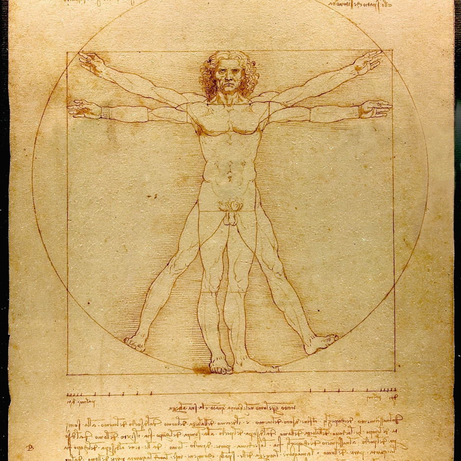 Leonardo da VInci, sketch of Vitruvian Man, 1492 / Wikimedia Commons