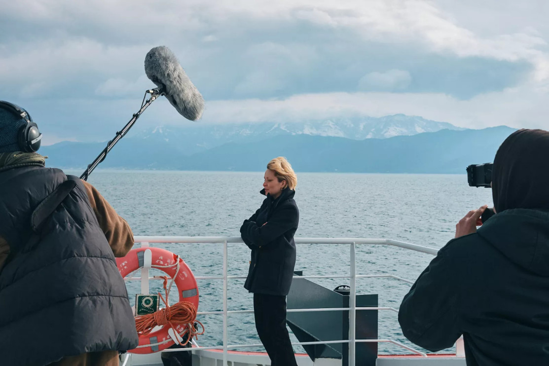 Marieta Żukowska no set do filme