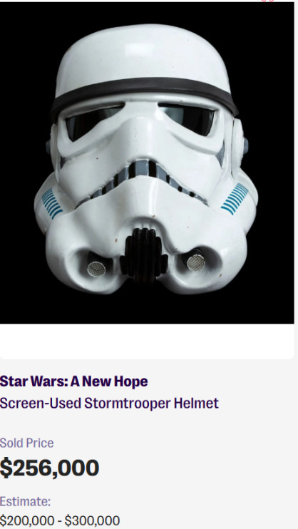 Casco da Stormtrooper all'asta/foto: Julien's Auctions