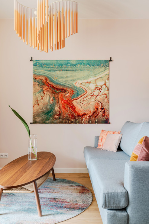 Apartment for rent in Warsaw's Wola district in retro Palm Springs colors / press materials, project Deer Design, photo: Zagórny Studio