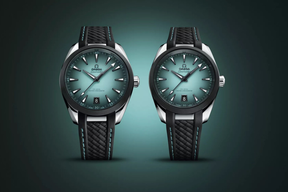 O novo modelo de relógio OMEGA Seamaster Aqua Terra em tom turquesa Licença: Materiais de imprensa / OMEGA