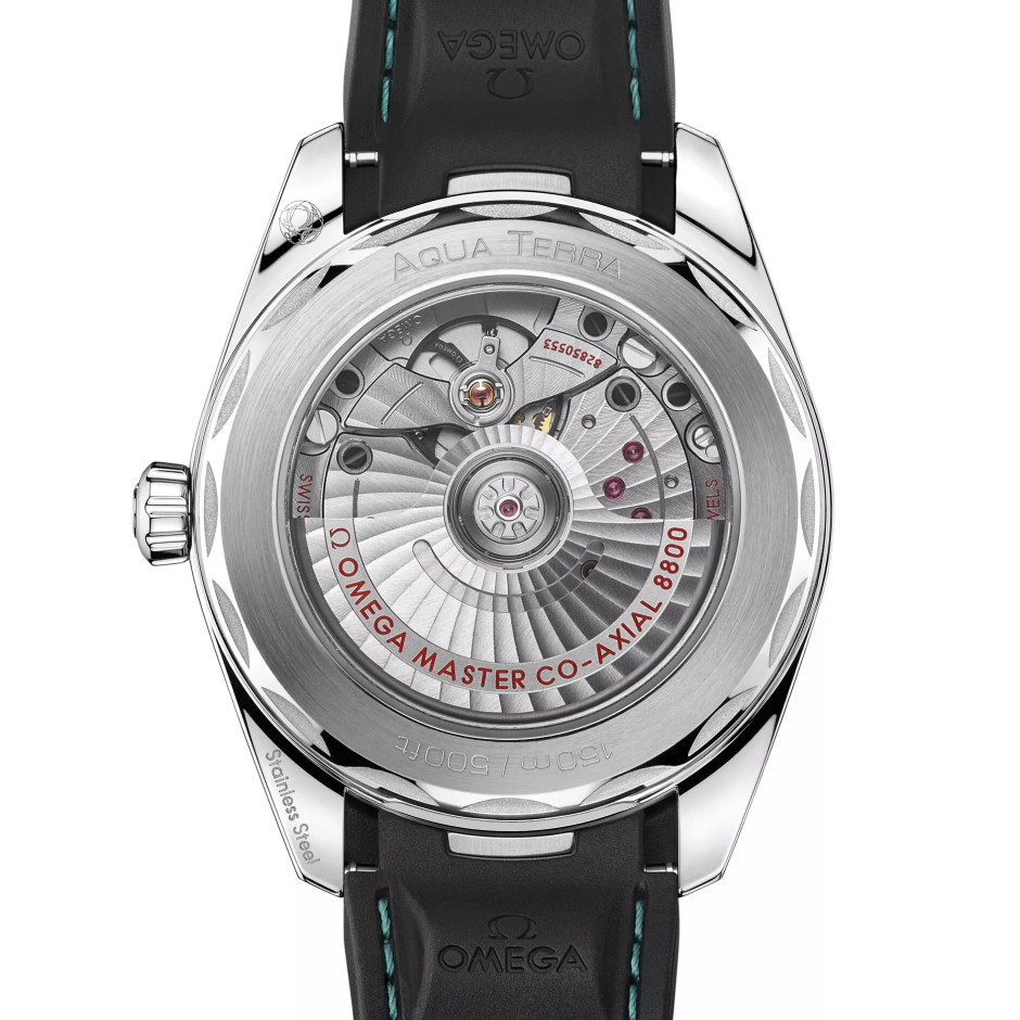 Verso do relógio da marca suíça OMEGA Seamaster Aqua Terra - versão com mostrador turquesa 2025 Licença: Materiais de imprensa / OMEGA