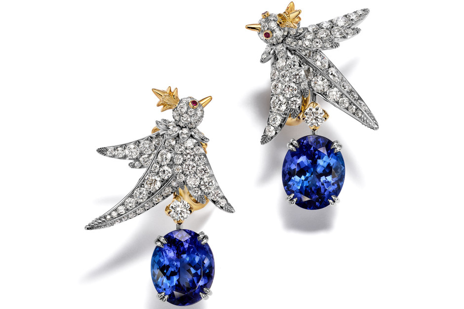 Brincos de diamante da nova coleção de joias Bird on a Rock da Tiffany & Co. Foto: Materiais de imprensa / Tiffany & Co.