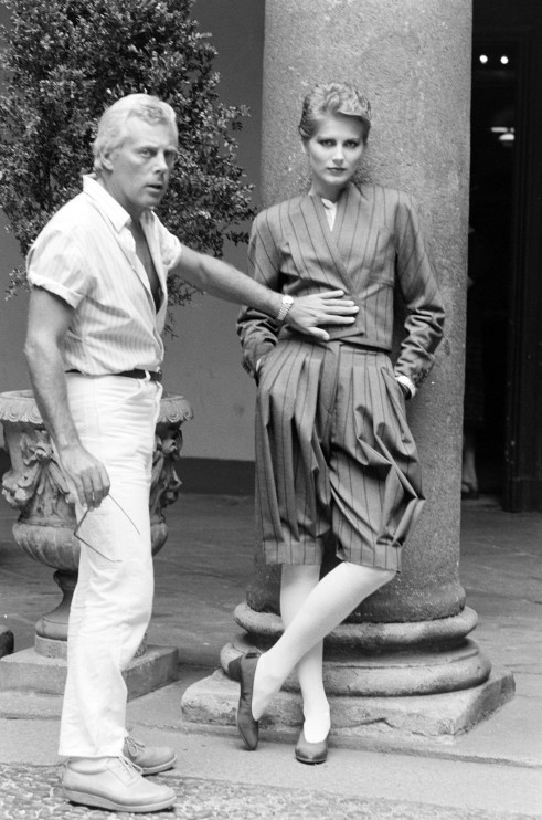 Giorgio Armani during a fashion shoot in 1980 / Getty Images