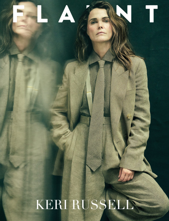 Keri Russell estilizada por Loro Piana para a revista Flaunt / capa da revista, foto de Gavin Bond
