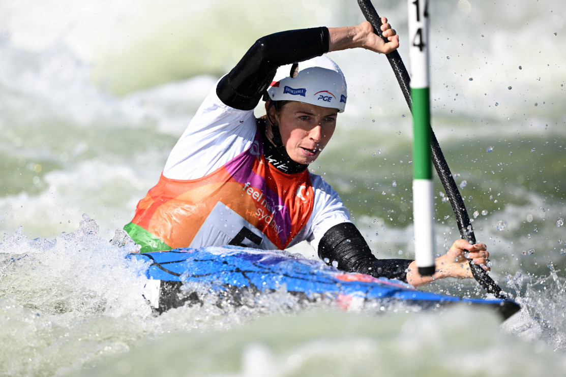 Sidney'deki ICF Kano Slalom Dünya Şampiyonası sırasında Klaudia Zwolinska. Fotoğraf: DAN HIMBRECHTS / PAP