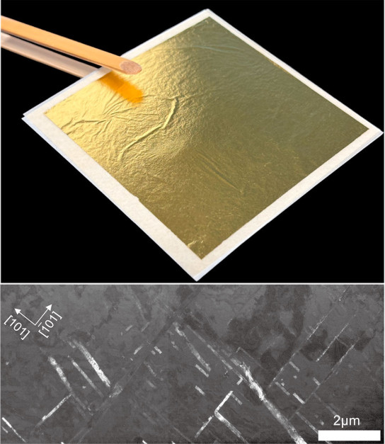 Analyse de la structure cristalline et des paillettes d'or de Kanazawa. Photo : Documents de presse / JAIST