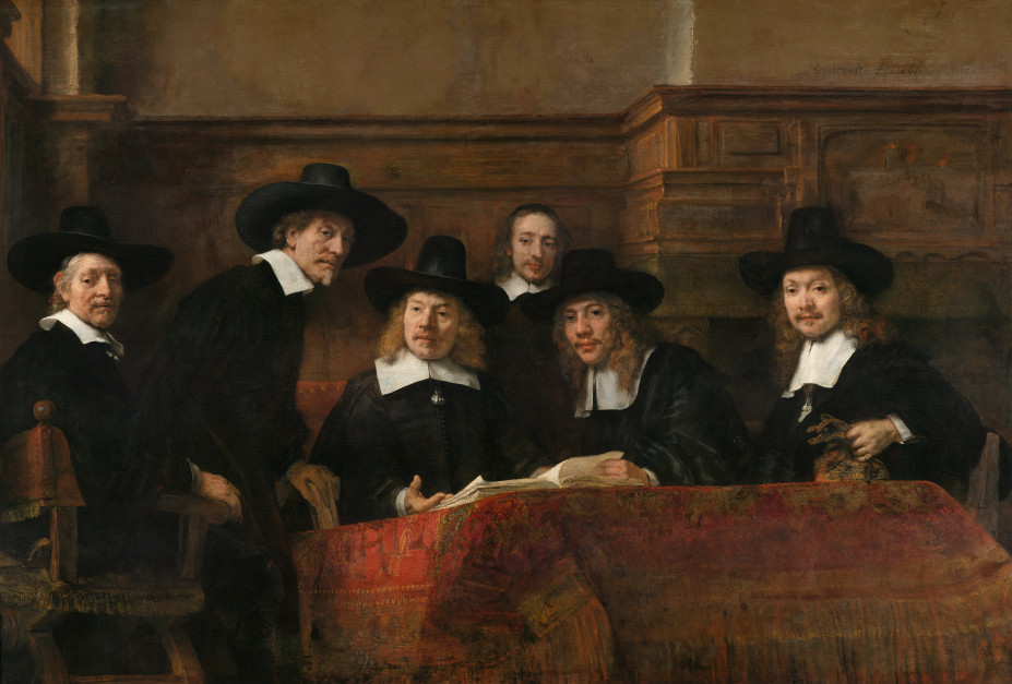 Rembrandt, Syndics of the Drapers' Guild, 1662. Photo: Google Arts & Culture / Wikimedia Commons / CC0 (Public domain)