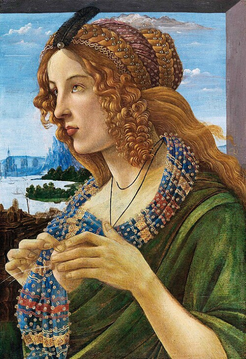 Sandro Botticelli - Simonetta Vespucci jako Matka Boska Karmiąca (ok. 1480) Fot. Sandro Botticelli / Wikimedia Commons